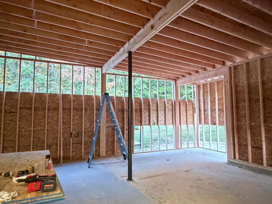 Garage rebuild & expansion — new framing Garage rebuild & expansion — new framing